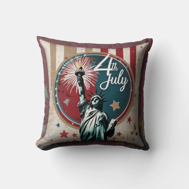 Vintage 4th July Liberty Throw Pillow (Front)