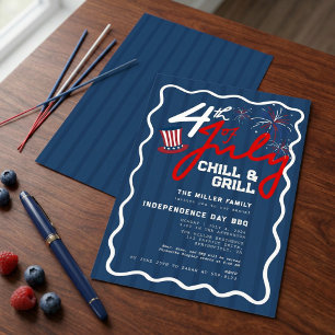 Vintage 4th of July BBQ 2026 USA 250th Anniversary Invitation