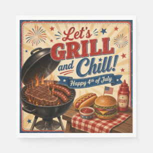 Vintage 4th of July BBQ Cookout Napkin