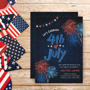 Vintage 4th of July Fireworks Celebrations Party Invitation