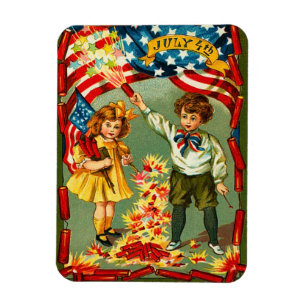 Vintage 4th of July Fireworks Magnet