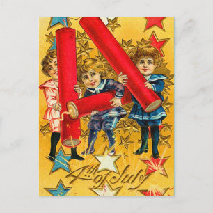 Vintage 4th of July Fireworks Postcard