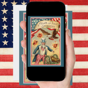 Vintage 4th of July Fireworks with Uncle Sam Card