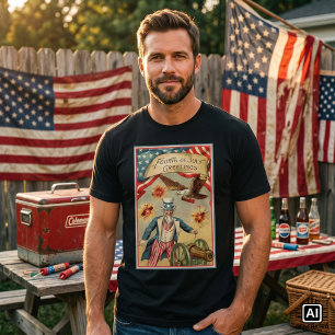 Vintage 4th of July Fireworks with Uncle Sam T-Shirt