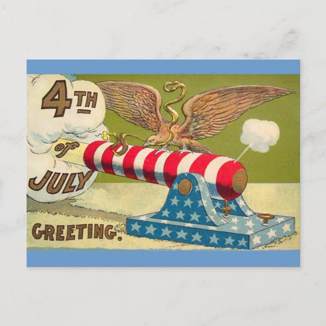 Vintage 4th of July Greetings Postcard (Front)