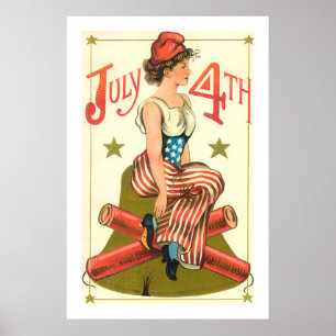 Vintage 4th Of July logo Poster