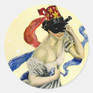 Vintage 4th of July Patriotic Masquerade Party Classic Round Sticker
