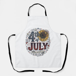 Vintage 4th of July Patriotic Sunflower Shirt Desi Apron