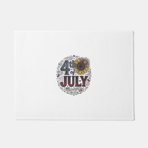 Vintage 4th of July Patriotic Sunflower Shirt Desi Doormat