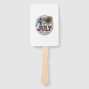 Vintage 4th of July Patriotic Sunflower Shirt Desi Hand Fan