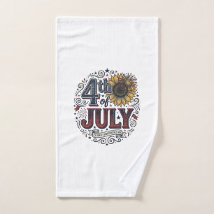 Vintage 4th of July Patriotic Sunflower Shirt Desi Hand Towel
