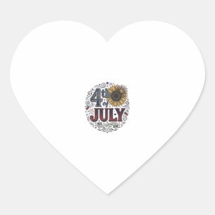 Vintage 4th of July Patriotic Sunflower Shirt Desi Heart Sticker
