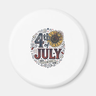 Vintage 4th of July Patriotic Sunflower Shirt Desi Magnet