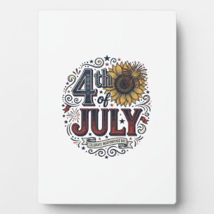 Vintage 4th of July Patriotic Sunflower Shirt Desi Plaque