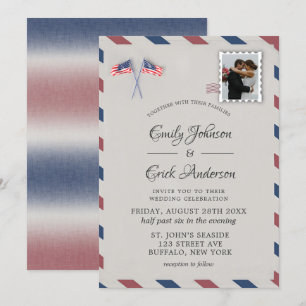 Vintage 4th Of July Photo Wedding Invitation