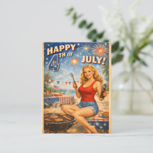 Vintage 4th of July Pin-Up Postcard