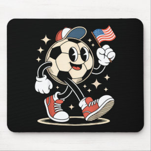 Vintage 4th Of July Soccer Ball Funny Retro Usa Bo Mouse Mat