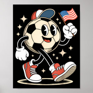 Vintage 4th Of July Soccer Ball Funny Retro Usa Bo Poster