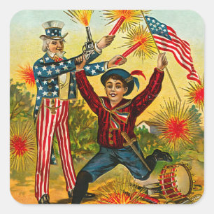 Vintage 4th of July Square Sticker