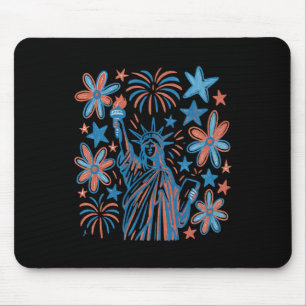 Vintage 4th Of July Statue Of Liberty Long Sleeve Mouse Mat