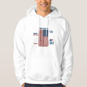 Vintage 4th of July USA Flag Free Spirit Patriotic Hoodie