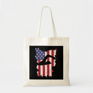 Vintage 4th Of July USA Flag Swimming Swim Swimmer Tote Bag