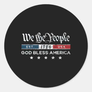 Vintage 4th Of July - We The People Usa God Bless  Classic Round Sticker