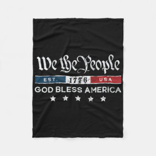 Vintage 4th Of July - We The People Usa God Bless Fleece Blanket