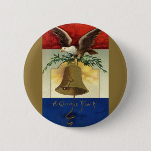 Vintage 4th of July with Eagle and Liberty Bell 6 Cm Round Badge