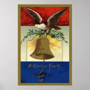 Vintage 4th of July with Eagle and Liberty Bell Poster