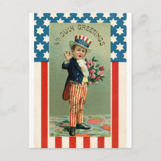 Vintage 4th of July Young Uncle Sam Postcard