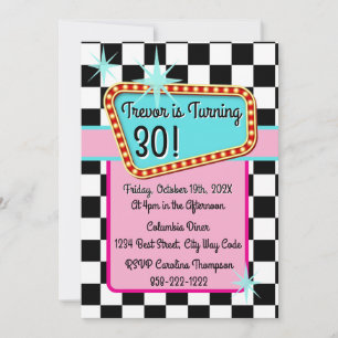 Vintage 50s 1950's Rock and Roll Sock Hop Birthday Invitation