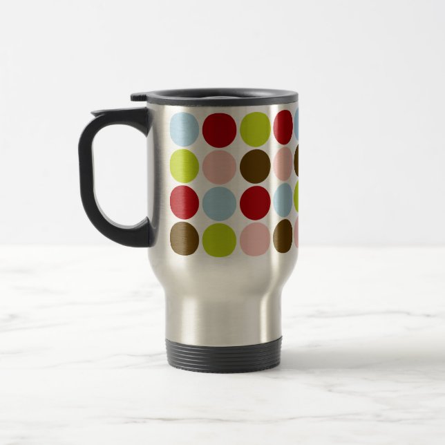 Vintage 50s Big Dots Designer Travel Mug (Left)