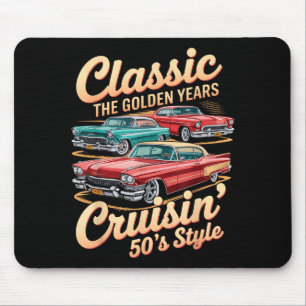 Vintage 50s Car Tee Clic Muscle Car For Men & Mouse Mat