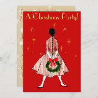 Vintage 50s Christmas Girl Invitation