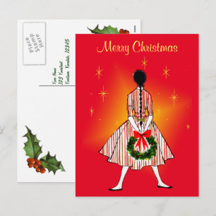 Vintage 50s Christmas Girl Vintage Postcard