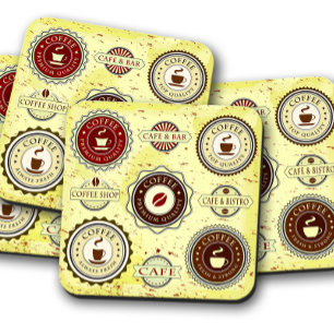Vintage 50s Coffee   Retro Coffee Cork Coaster Set