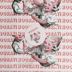 Vintage 50s Hooray Children Birthday Classic Round Sticker