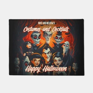 Vintage 50s Orange and Black Mid-Century Halloween Doormat