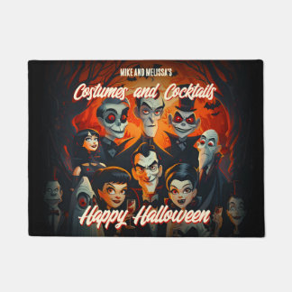 Vintage 50s Orange and Black Mid-Century Halloween Doormat