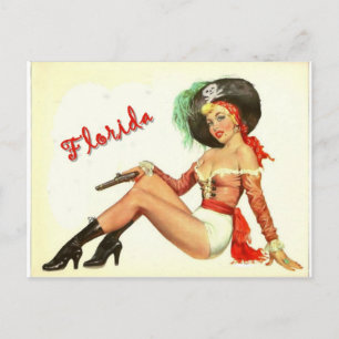 Vintage 50s Pirate Girl Postcard