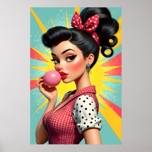 Vintage 50s Style Glamour Girl Poster