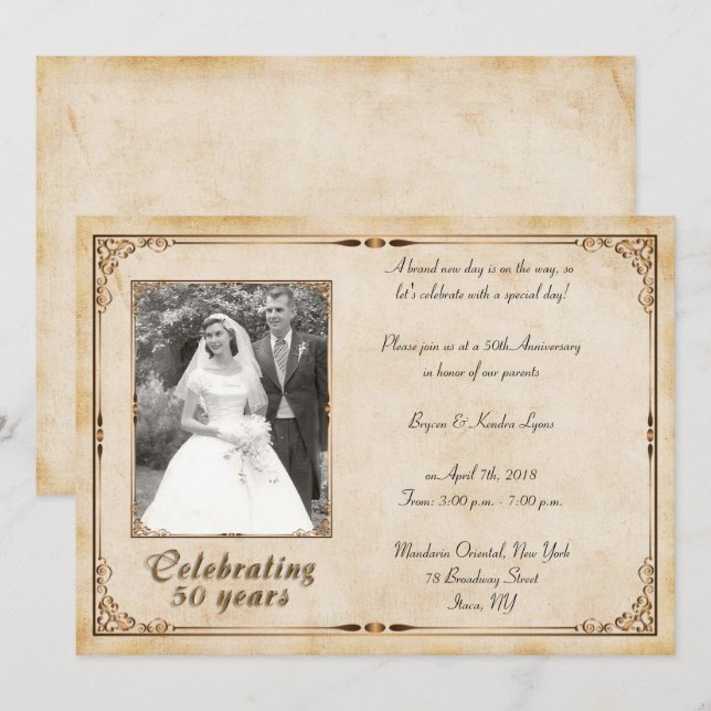 Vintage 50th Anniversary Celebration Invitation (Front/Back)