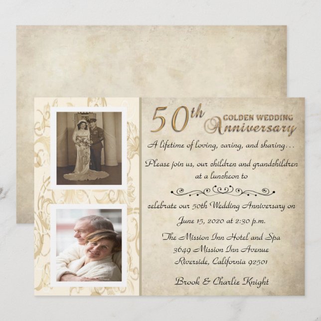 Vintage 50th Anniversary Celebration Invitation (Front/Back)