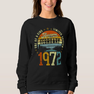 Vintage 50th Birthday Awesome Since February 1972 Sweatshirt