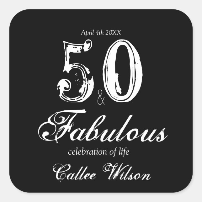 Vintage 50th Birthday Customisable Sticker (Front)