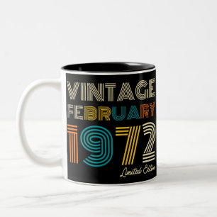 Vintage 50th Birthday February 1972 Two-Tone Coffee Mug