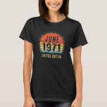 Vintage 50th Birthday Retro Born In June 1971 Men  T-Shirt<br><div class="desc">Vintage 50th Birthday Retro Born In June 1971 Men Women.</div>