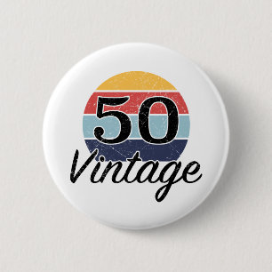 Vintage 50th Birthday Sunset 6 Cm Round Badge