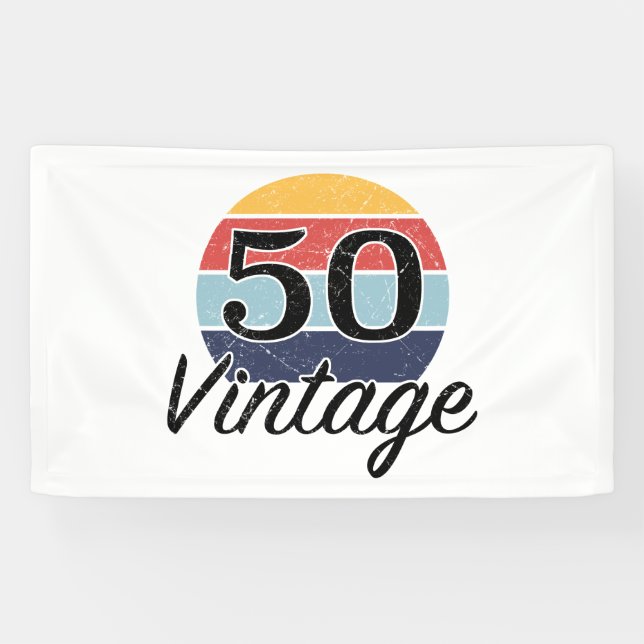 Vintage 50th Birthday Sunset Banner (Horizontal)